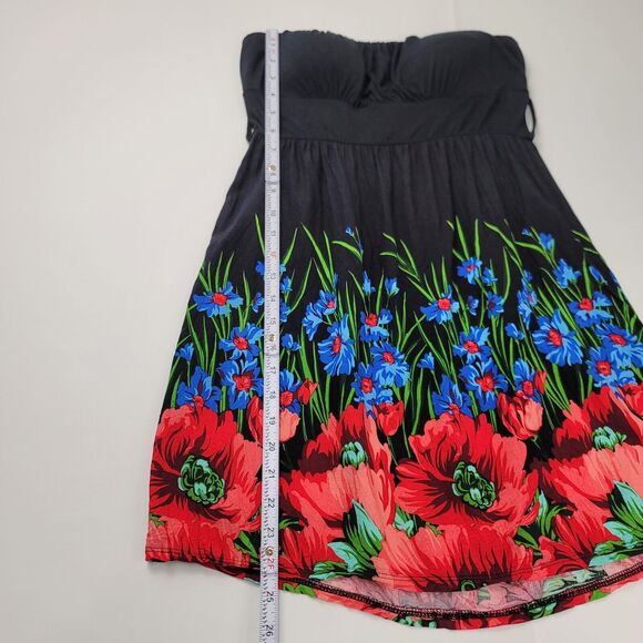 Y2K Strapless Babydoll Tunic Top Size Large Tropical‎ Floral Resort Festival - Picture 5 of 6